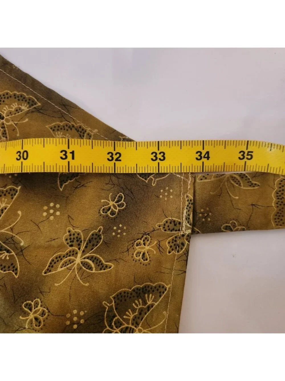 Handmade Butterfly Floral Bib Apron Green Yellow Pockets Adjustable Neck Tie